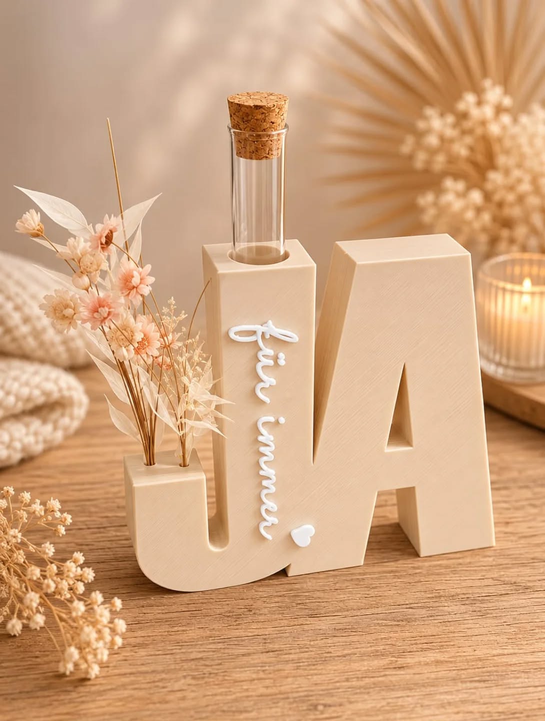 💍JA-für immer Aufsteller -das elegante Geldgeschenk für eine Hochzeit. Ihr sucht nach einer eleganten und stilvollen Art Geld zu einer Hochzeit zuverschenken? Unser JA-Aufsteller ist dafür ein praktisches Geschenk. Das beste daran ist: Das mitgelieferte Reagenzglas mit Korken passt perfekt in den Buchstaben und bietet einen optimalen Platz für zusammengerollte Geldscheine oder einer Herzensbotschaft. Direkt daneben befindet sich ein kleiner Steckplatz wo ihr eure mitgelieferten Trockenblümchen nach Farbwunsch platzieren könnt. So ist das Geldgeschenk der absolute Hingucker auf jedem Geschenketisch. Und bleibt dem Brautpaar als Deko nach der Hochzeit noch lange erhalten. Maße (B/H/T) 12x12x2cm #Hochzeitsgeschenk #3ddruck #etsyshop #handmadeshop